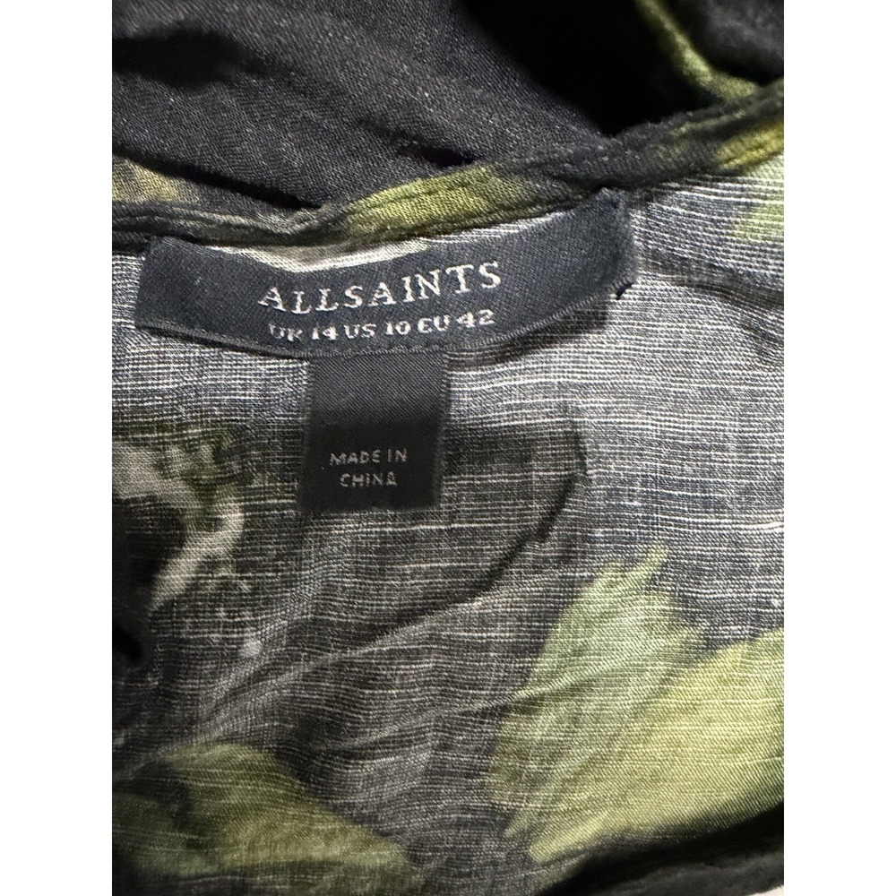 Allsaints Asta Ceres Linen Blend Midi Skirt & Top Sycamore Green Black Size 10‎ - Picture 16 of 16